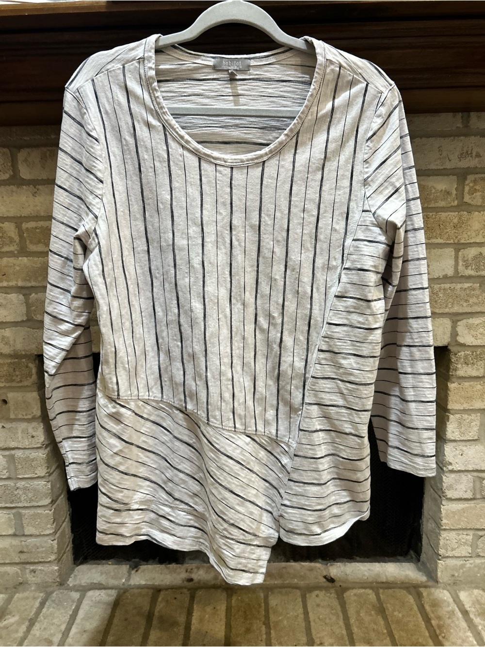 Habitat Light Gray Striped Long-Sleeve Top EUC